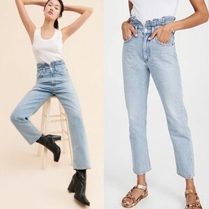 Agolde Denim Lettuce waistband Straight ankle cropped jean Size 26